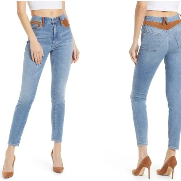 NWT Good American Good Legs Suede Mix Jeans Size 4 - Picture 2 of 12